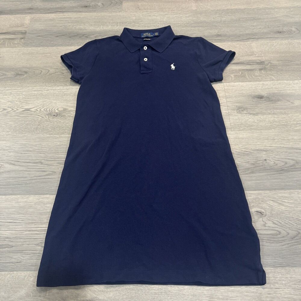 Polo Ralph Lauren Cotton The Mesh Mini Polo Dress Navy Blue Size Small